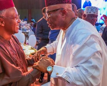 BREAKING: Weeks After Failing to Secure Ministerial Confirmation, Nasir El-Rufai Spotted Chilling With Senate President Godswill Akpabio At An Event (Photos)