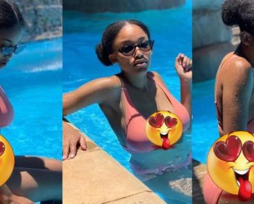 JUST IN: Slay queen breaks social media with poolside photos as she rocks b!kini