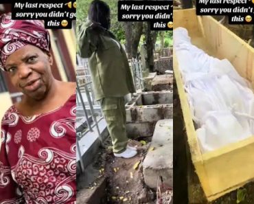 “My last respect” – NYSC corps member visits late mother’s burial ground after NYSC to pay her last respects