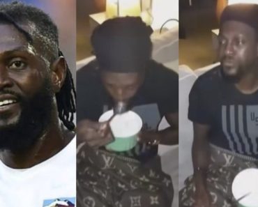 BREAKING: Fans express concern for footballer, Emmanuel Adebayor over a resurfaced video of him drinking Garri