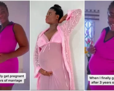 “Safe delivery is your portion”: After 3 years, woman gets pregnant, dances with…