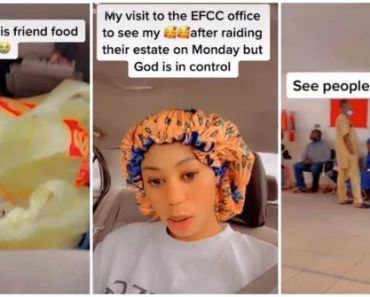 Video: loving girlfriend storms EFCC office for her boyfriend who was taken away, Nigerians react