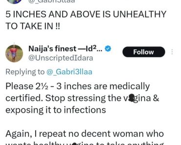 Why Anything Above 3 Inches Is Not Healthy To Take In – Woman Says